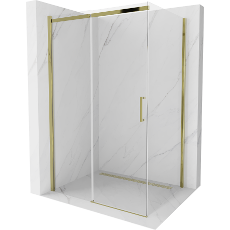 Mexen Omega extendable shower cubicle 140 x 100 cm, Transparent, Gold - 825-140-100-50-00