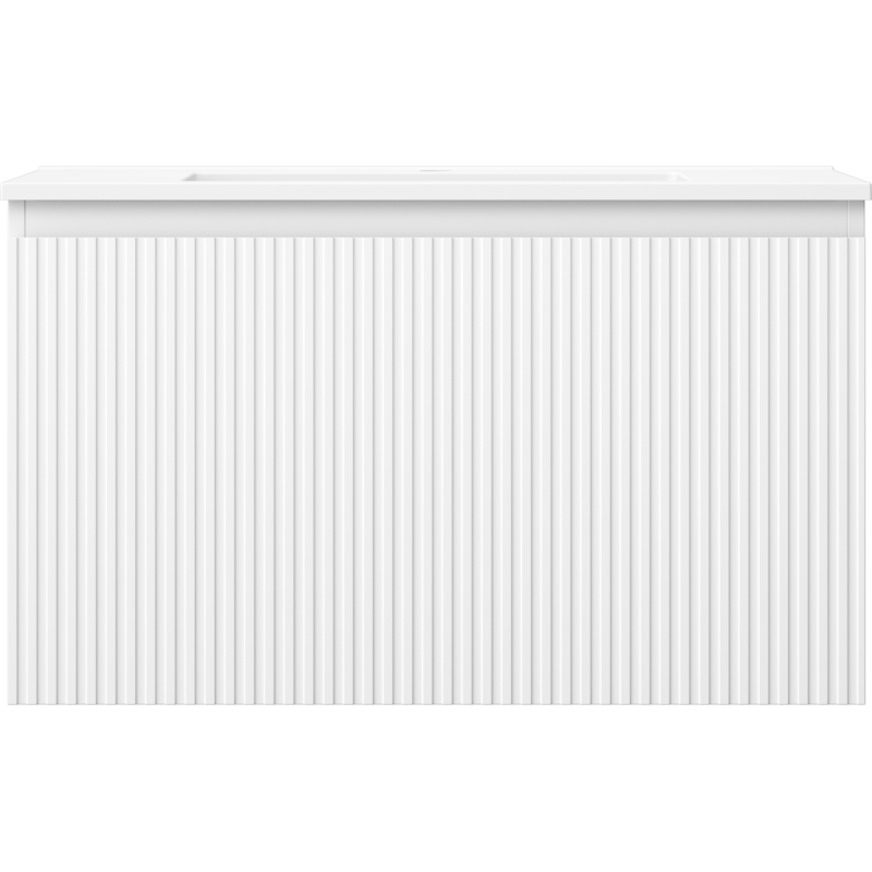 Mexen Rivel 80 cm bathroom cabinet with Otis washbasin, 1 drawer, grooved, white matte - 91A20-08047-1-BF01-W18M01