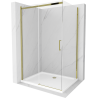 Mexen Omega extendable shower cubicle 100 x 70 cm, Transparent, Gold + shower tray Flat - 825-100-070-50-00-4010