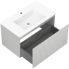 Mexen Rivel bathroom cabinet 80 cm with Otis washbasin, 1 drawer, fluted, gray matte/white matte - 91A20-08047-1-BF62-W18M01