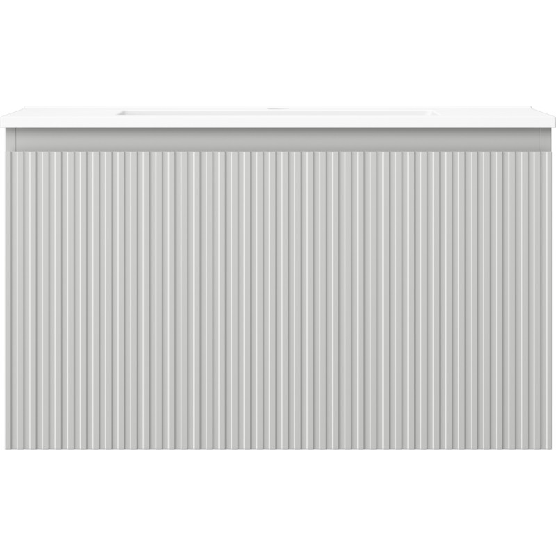 Mexen Rivel bathroom cabinet 80 cm with Otis sink, 1 drawer, grooved, gray matte/white matte - 91A20-08047-1-BF62-W18M01