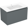 Mexen Rivel bathroom cabinet 80 cm with Otis sink, 1 drawer, grooved, graphite matt/white matt - 91A20-08047-1-BF66-W18M01