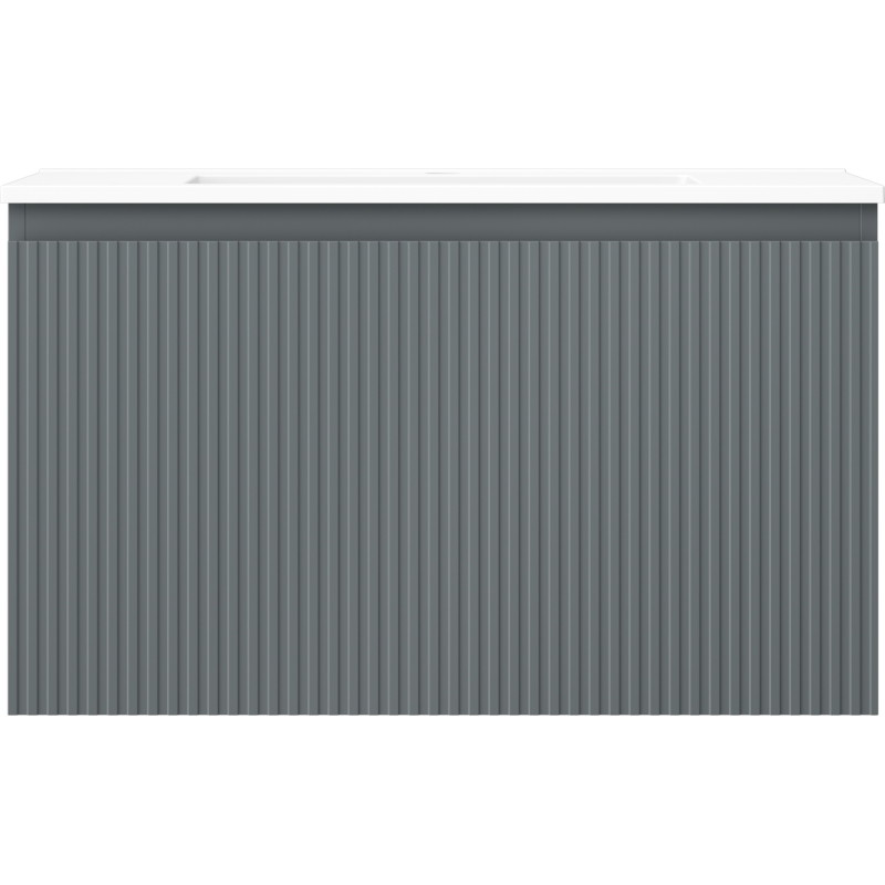 Mexen Rivel bathroom cabinet 80 cm with sink Otis, 1 drawer, grooved, graphite matt/white matt - 91A20-08047-1-BF66-W18M01