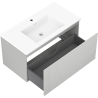 Mexen Rivel 90 cm bathroom cabinet with Otis washbasin, 1 drawer, fluted, gray matte/white matte - 91A20-09047-1-BF62-W18M01
