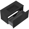 Mexen Rivel 90 cm Bathroom Cabinet with Sink Otis, 1 Drawer, Fluted, Matte Black - 91A20-09047-1-BF71-W18M71