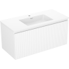 Mexen Rivel 100 cm Bathroom Cabinet with Sink Otis, 1 Drawer, Fluted, Matte White - 91A20-10047-1-BF01-W18M01