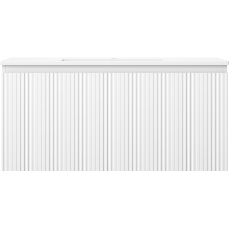 Mexen Rivel bathroom cabinet 100 cm with Otis washbasin, 1 drawer, grooved, white matte - 91A20-10047-1-BF01-W18M01