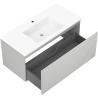 Mexen Rivel bathroom cabinet 100 cm with Otis sink, 1 drawer, fluted, gray matte/white matte - 91A20-10047-1-BF62-W18M01