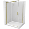 Mexen Omega extendable shower cubicle 120 x 100 cm, Transparent, Gold + shower tray Flat - 825-120-100-50-00-4010