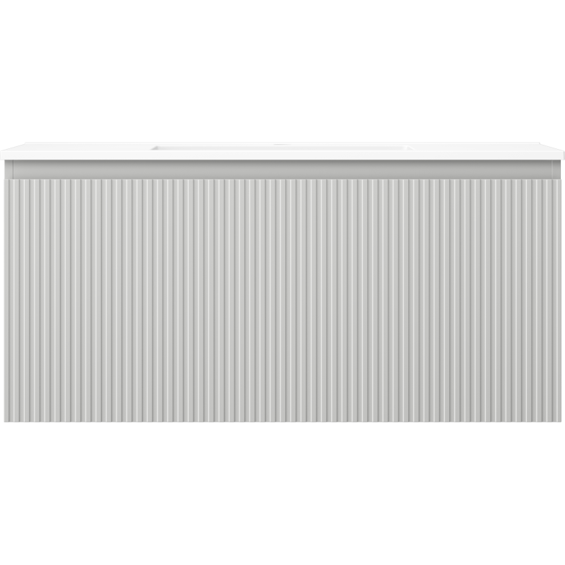 Mexen Rivel 100 cm bathroom cabinet with Otis sink, 1 drawer, grooved, grey matt/white matt - 91A20-10047-1-BF62-W18M01