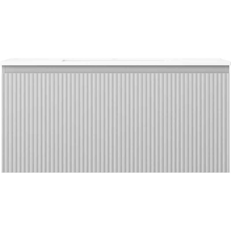 Mexen Rivel 100 cm bathroom cabinet with sink Otis, 1 drawer, grooved, gray matte/white matte - 91A20-10047-1-BF62-W18M01