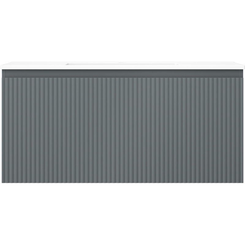 Mexen Rivel 100 cm bathroom cabinet with sink Otis, 1 drawer, grooved, graphite matte/white matte - 91A20-10047-1-BF66-W18M01