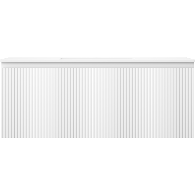 Mexen Rivel bathroom cabinet 120 cm with Otis washbasin, 1 drawer, fluted, white matte - 91A20-12047-1-BF01-W18M01