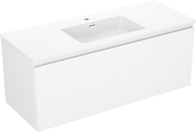 Mexen Rivel bathroom cabinet 120 cm with Otis sink, 1 drawer, fluted, white matte - 91A20-12047-1-BF01-W18M01