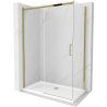 Mexen Omega sliding shower cabin 140 x 70 cm, transparent, gold + Flat tray - 825-140-070-50-00-4010