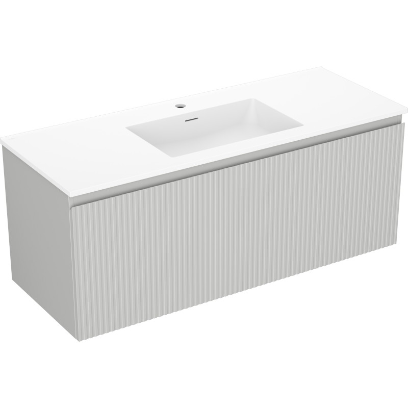 Mexen Rivel bathroom cabinet 120 cm with sink Otis, 1 drawer, grooved, gray matte/white matte - 91A20-12047-1-BF62-W18M01