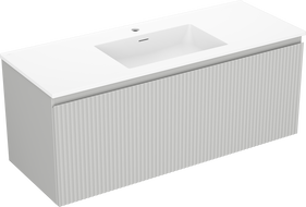 Mexen Rivel bathroom cabinet 120 cm with sink Otis, 1 drawer, grooved, gray matte/white matte - 91A20-12047-1-BF62-W18M01