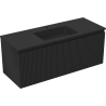 Mexen Rivel bathroom cabinet 120 cm with Otis washbasin, 1 drawer, grooved, black matte - 91A20-12047-1-BF71-W18M71