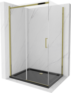 Mexen Omega extendable shower cubicle 100 x 80 cm, Transparent, Gold + shower tray Flat, Black - 825-100-080-50-00-4070G