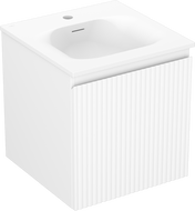 Mexen Rivel bathroom cabinet 45 cm with Vela sink, 1 drawer, grooved, white matte - 91A20-04547-1-BF01-W23M01