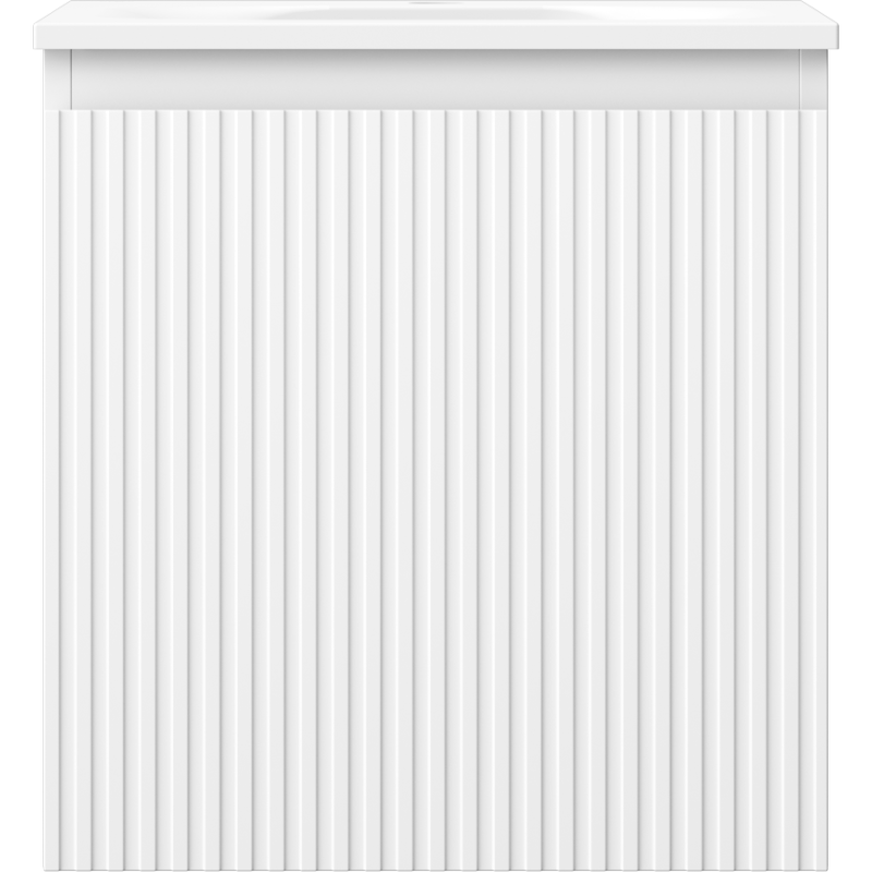 Mexen Rivel bathroom cabinet 45 cm with Vela washbasin, 1 drawer, grooved, white matte - 91A20-04547-1-BF01-W23M01