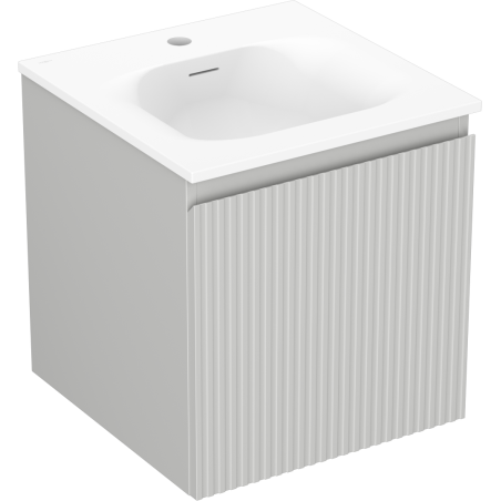 Mexen Rivel bathroom cabinet 45 cm with Vela washbasin, 1 drawer, grooved, gray matte/white matte - 91A20-04547-1-BF62-W23M01