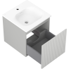 Mexen Rivel bathroom cabinet 45 cm with Vela sink, 1 drawer, fluted, gray matte/white matte - 91A20-04547-1-BF62-W23M01