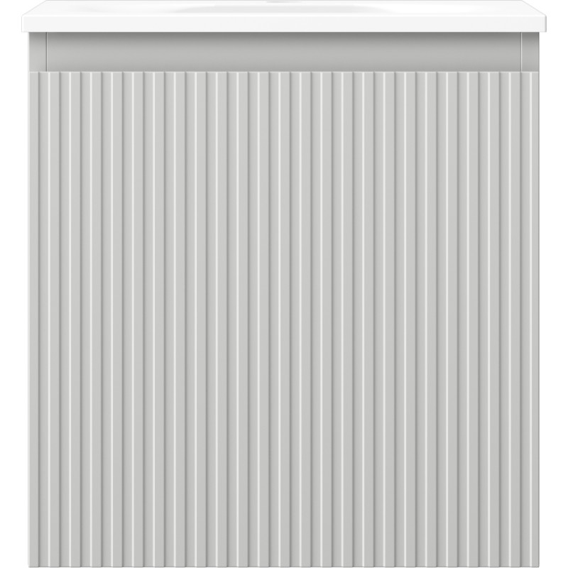Mexen Rivel bathroom cabinet 45 cm with Vela sink, 1 drawer, fluted, gray matte/white matte - 91A20-04547-1-BF62-W23M01