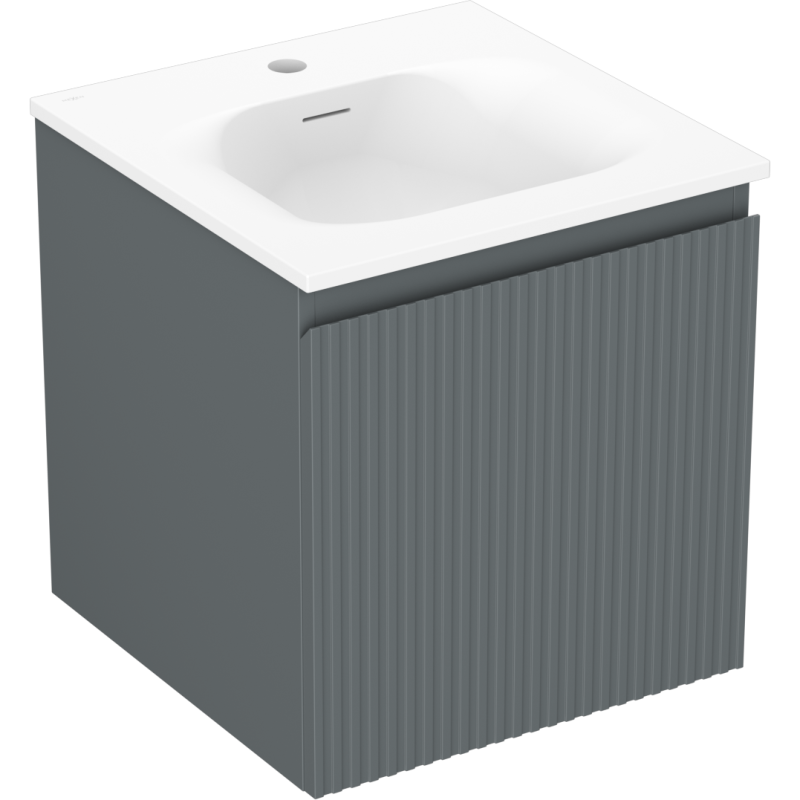 Mexen Rivel Bathroom Cabinet 45 cm with Vela Sink, 1 Drawer, Fluted, Graphite Matte/White Matte - 91A20-04547-1-BF66-W23M01