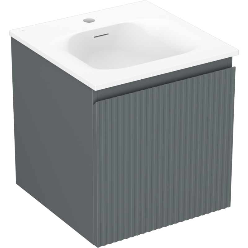 Mexen Rivel bathroom cabinet 45 cm with Vela sink, 1 drawer, grooved, graphite matte/white matte - 91A20-04547-1-BF66-W23M01