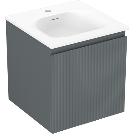 Mexen Rivel Bathroom Cabinet 45 cm with Vela Sink, 1 Drawer, Fluted, Graphite Matte/White Matte - 91A20-04547-1-BF66-W23M01