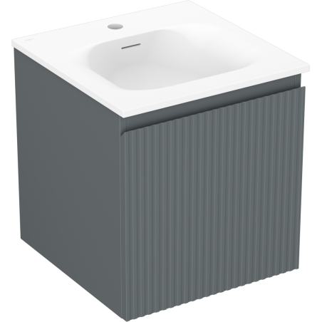 Mexen Rivel bathroom cabinet 45 cm with Vela sink, 1 drawer, fluted, matte graphite/white matte - 91A20-04547-1-BF66-W23M01