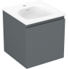 Mexen Rivel bathroom cabinet 45 cm with Vela sink, 1 drawer, fluted, matte graphite/white matte - 91A20-04547-1-BF66-W23M01