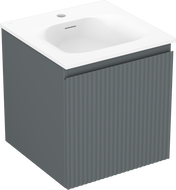 Mexen Rivel bathroom cabinet 45 cm with Vela sink, 1 drawer, fluted, matte graphite/white matte - 91A20-04547-1-BF66-W23M01