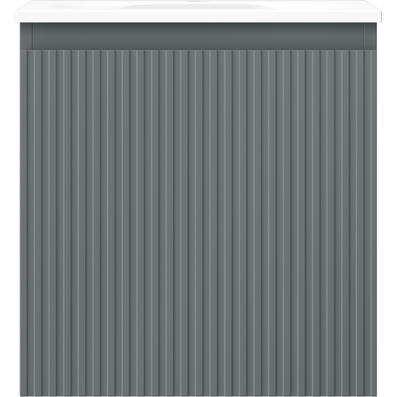 Mexen Rivel Bathroom Cabinet 45 cm with Vela Sink, 1 Drawer, Fluted, Graphite Matte/White Matte - 91A20-04547-1-BF66-W23M01