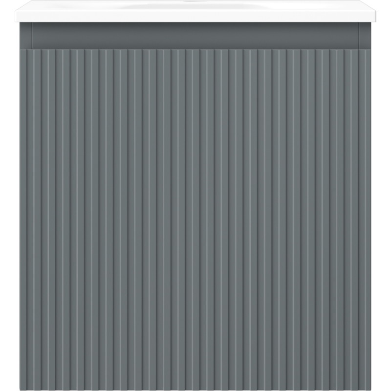 Mexen Rivel bathroom cabinet 45 cm with Vela sink, 1 drawer, fluted, matte graphite/white matte - 91A20-04547-1-BF66-W23M01