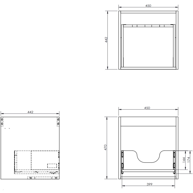 Mexen Rivel bathroom cabinet 45 cm with Vela sink, 1 drawer, grooved, matte black - 91A20-04547-1-BF71-W23M71