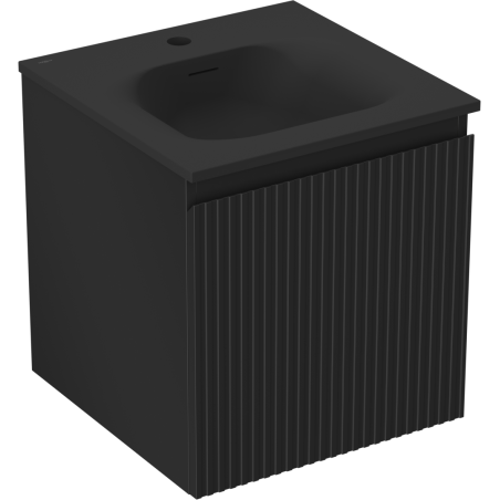 Mexen Rivel bathroom cabinet 45 cm with Vela sink, 1 drawer, fluted, matte black - 91A20-04547-1-BF71-W23M71