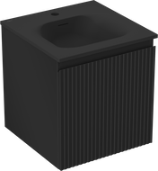 Mexen Rivel bathroom cabinet 45 cm with Vela washbasin, 1 drawer, fluted, black matte - 91A20-04547-1-BF71-W23M71