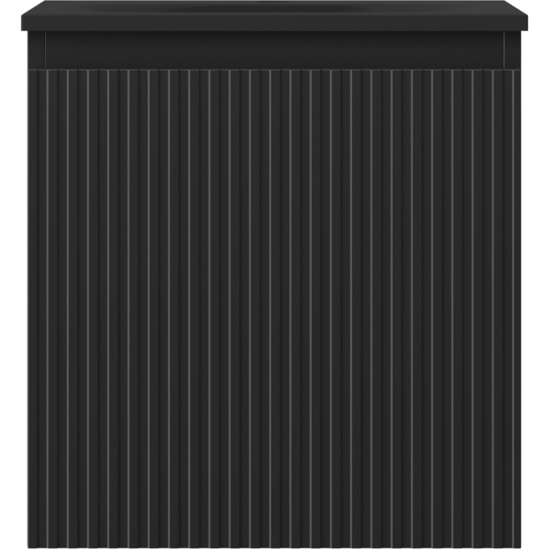 Mexen Rivel bathroom cabinet 45 cm with Vela sink, 1 drawer, grooved, matte black - 91A20-04547-1-BF71-W23M71