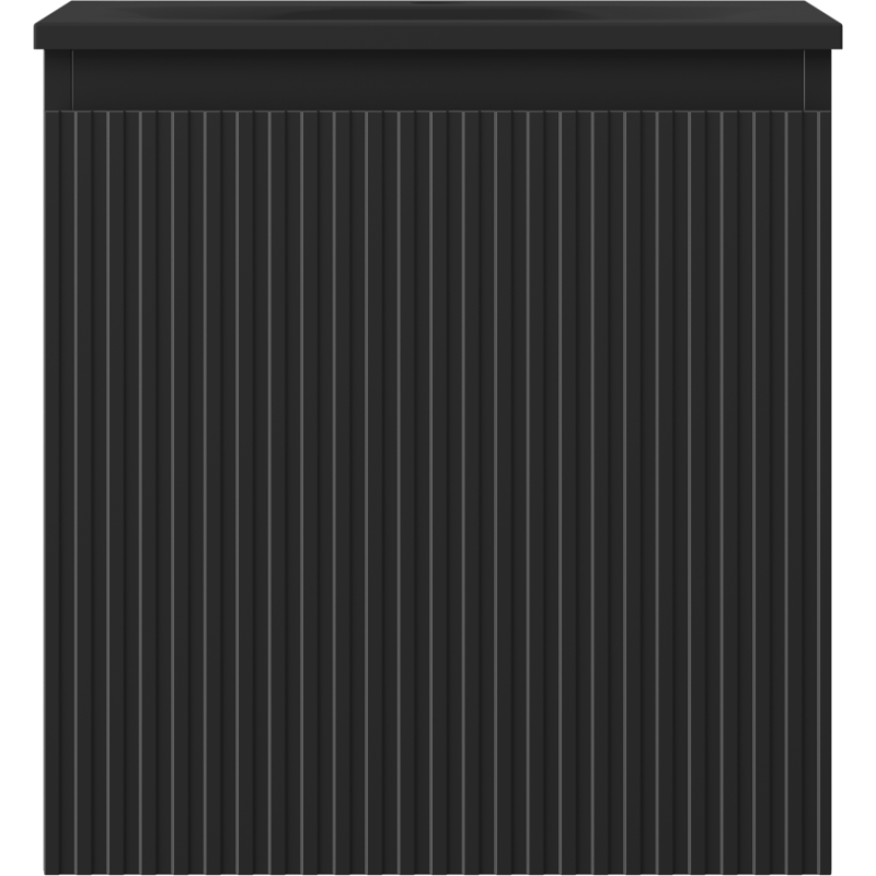 Mexen Rivel bathroom cabinet 45 cm with Vela washbasin, 1 drawer, fluted, black matte - 91A20-04547-1-BF71-W23M71