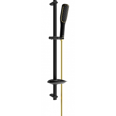 Mexen DB49 sliding shower set, Black/Gold - 785494584-57