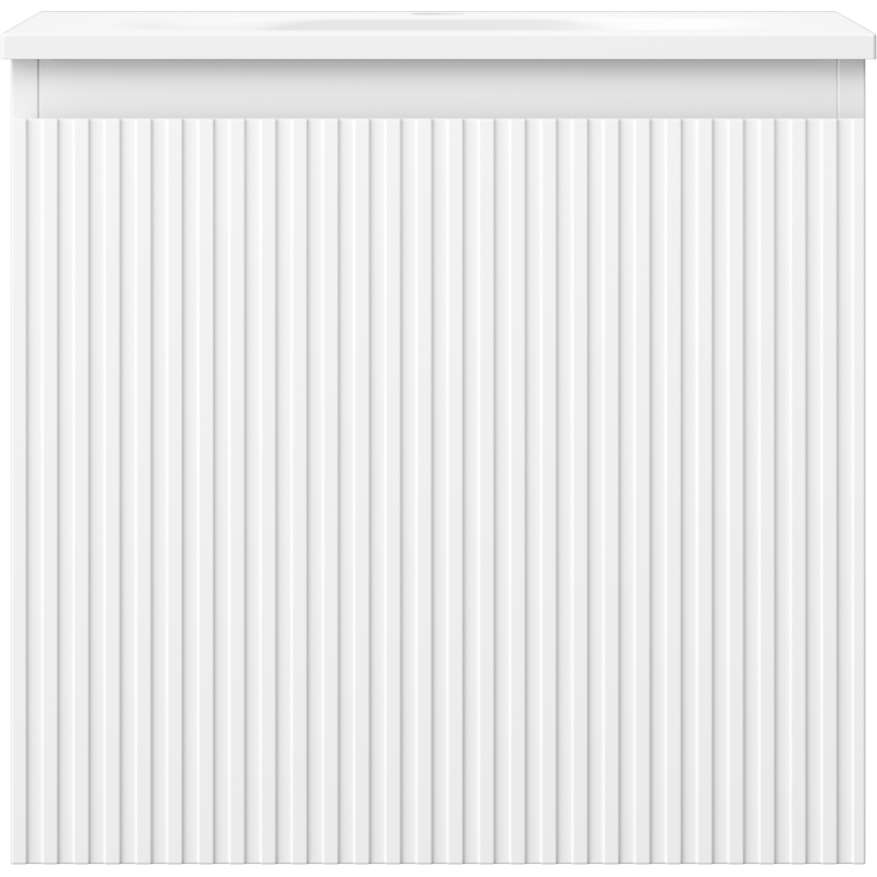 Mexen Rivel 50 cm bathroom cabinet with Vela washbasin, 1 drawer, fluted, white matte - 91A20-05047-1-BF01-W23M01