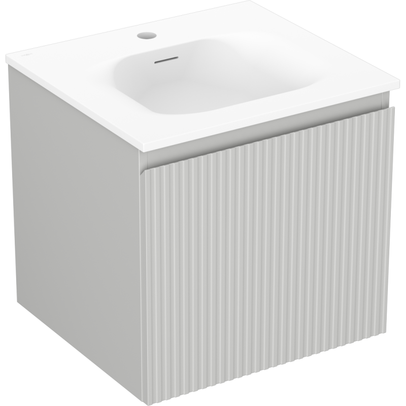 Mexen Rivel bathroom cabinet 50 cm with Vela sink, 1 drawer, grooved, gray matte/white matte - 91A20-05047-1-BF62-W23M01