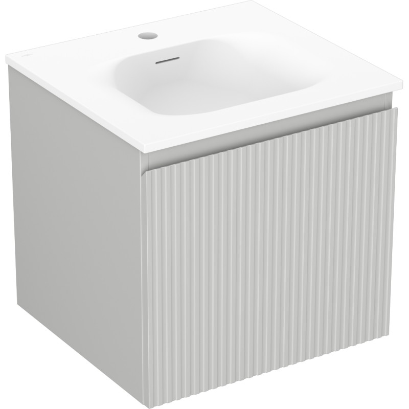 Mexen Rivel bathroom cabinet 50 cm with Vela sink, 1 drawer, grooved, grey matte/white matte - 91A20-05047-1-BF62-W23M01