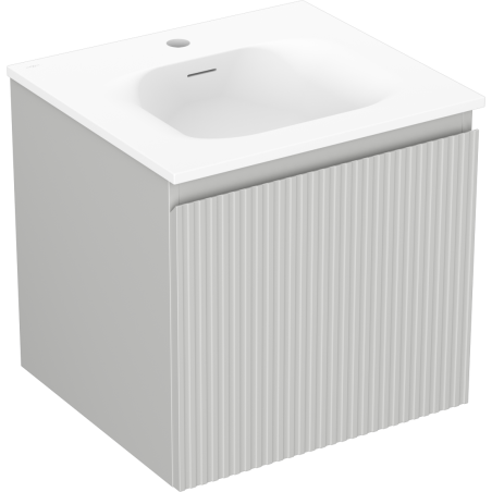 Mexen Rivel bathroom cabinet 50 cm with Vela sink, 1 drawer, grooved, grey matte/white matte - 91A20-05047-1-BF62-W23M01