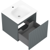 Mexen Rivel bathroom cabinet 50 cm with Vela sink, 1 drawer, grooved, graphite matte/white matte - 91A20-05047-1-BF66-W23M01