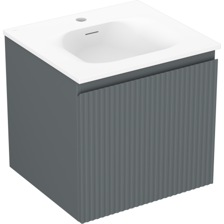 Mexen Rivel bathroom cabinet 50 cm with Vela sink, 1 drawer, grooved, graphite matte/white matte - 91A20-05047-1-BF66-W23M01