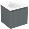 Mexen Rivel bathroom cabinet 50 cm with Vela sink, 1 drawer, fluted, graphite matte/white matte - 91A20-05047-1-BF66-W23M01