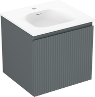 Mexen Rivel bathroom cabinet 50 cm with Vela sink, 1 drawer, fluted, graphite matte/white matte - 91A20-05047-1-BF66-W23M01
